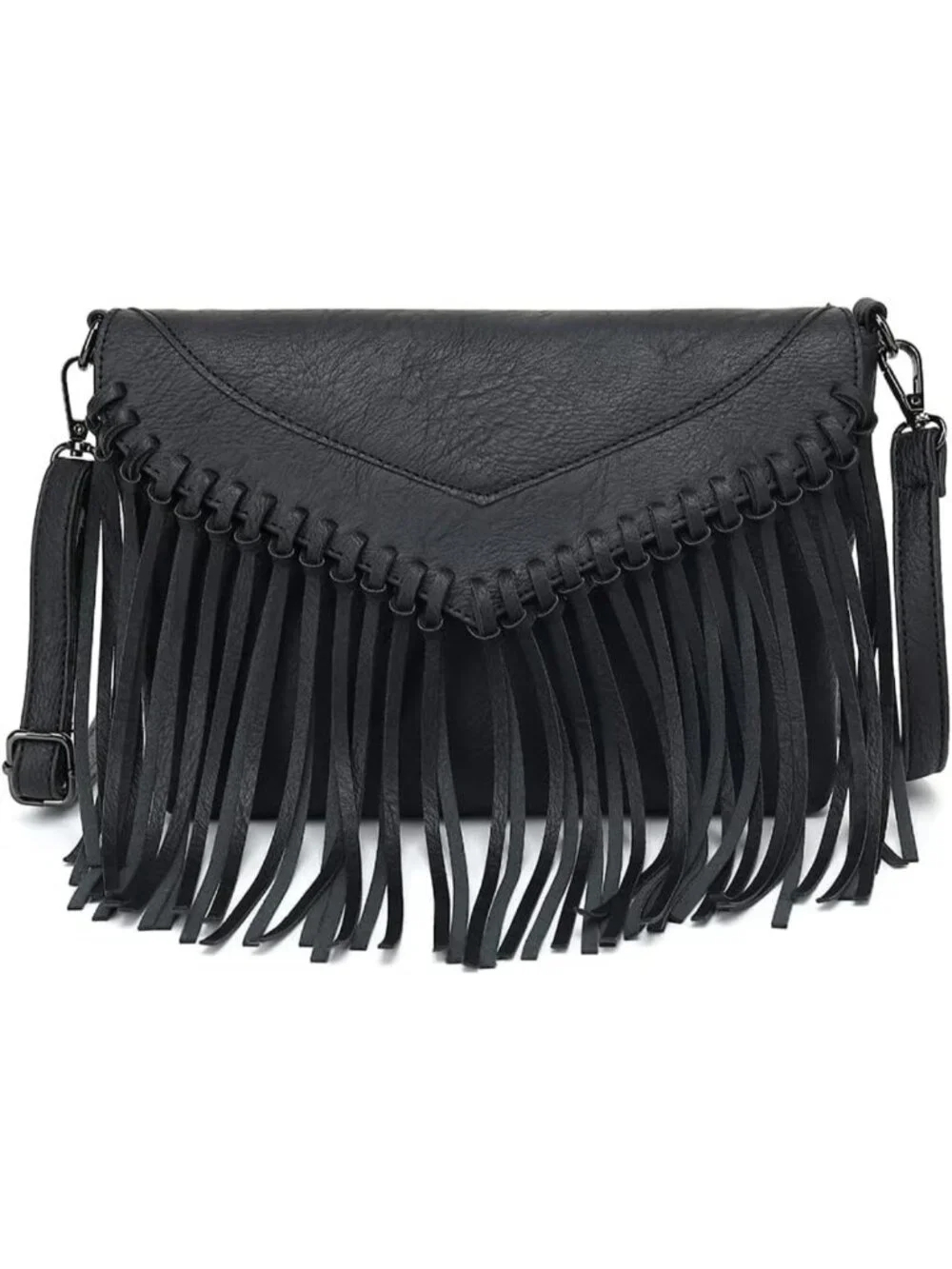 Vintage Leather Fringe Crossbody Bag | Boho Western Small Shoulder Purse with